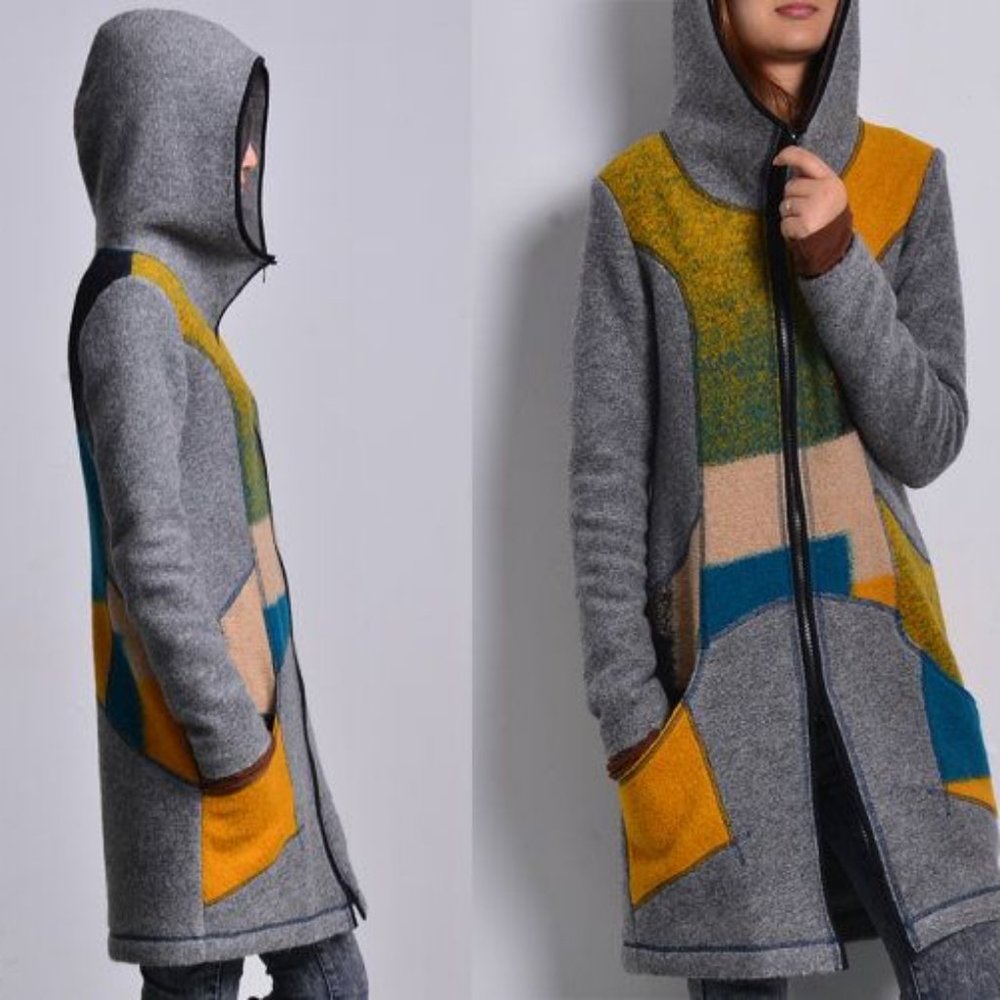 idea2lifestyle patterned wool coat, S-M